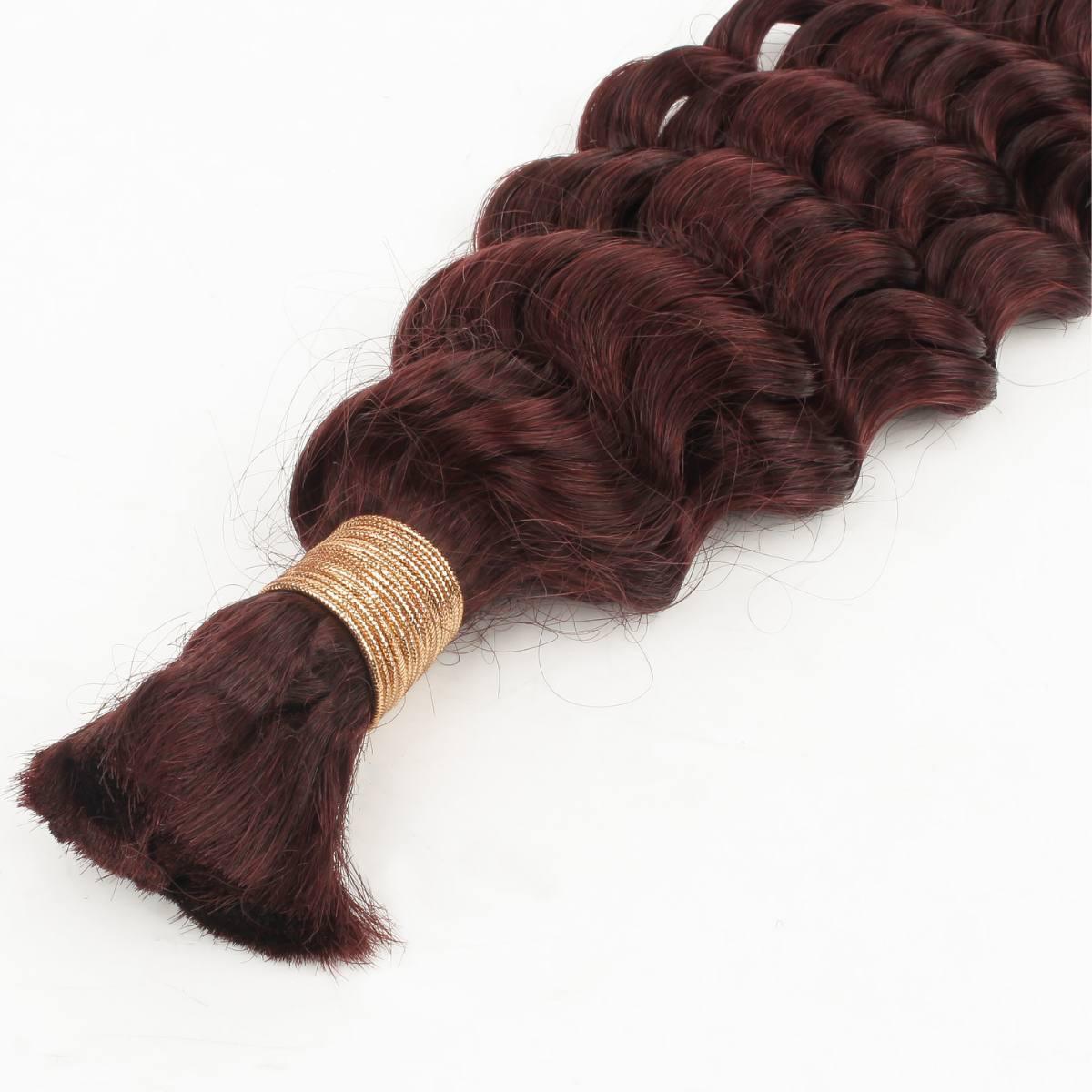 Burgundy Deep Wave Bulk Human Hair Extensions